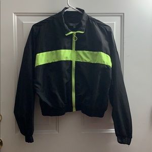 Lightweight black and neon green crop jacket